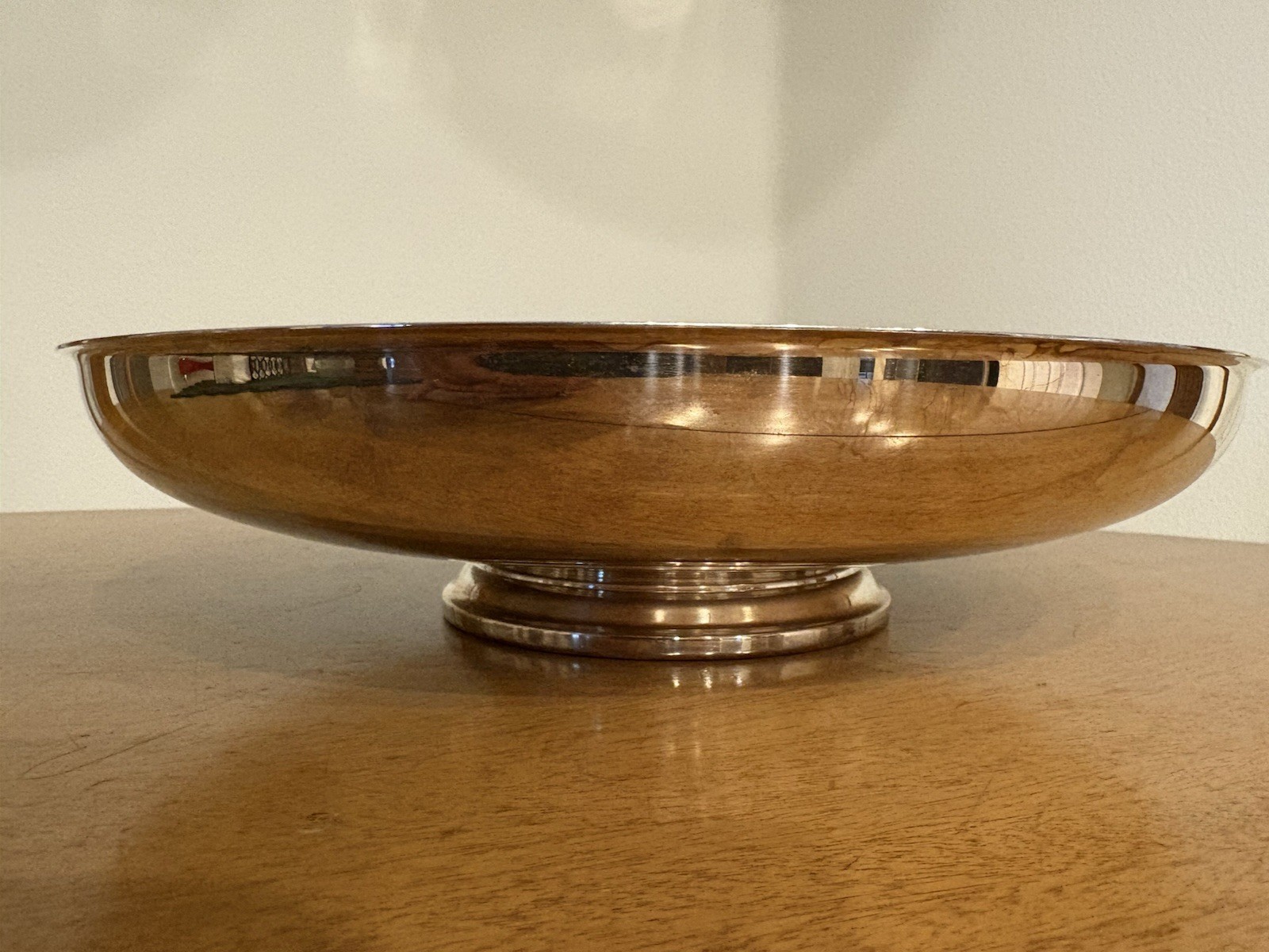 MCM Modernist Silver-plated Shallow Footed Serving Bowl Dish Large 12.5" Oneida