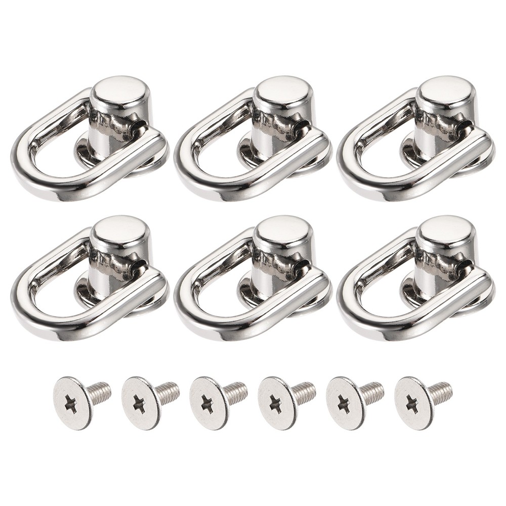 D Ring Stud Screw Ball Post Head(12mm/0.47")6Pcs, Silver Tone