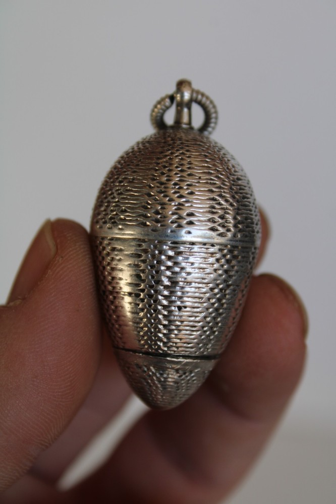 Antique Egg Sterling Silver Chatelaine Thimble Holder & Thimble / Pomander ?