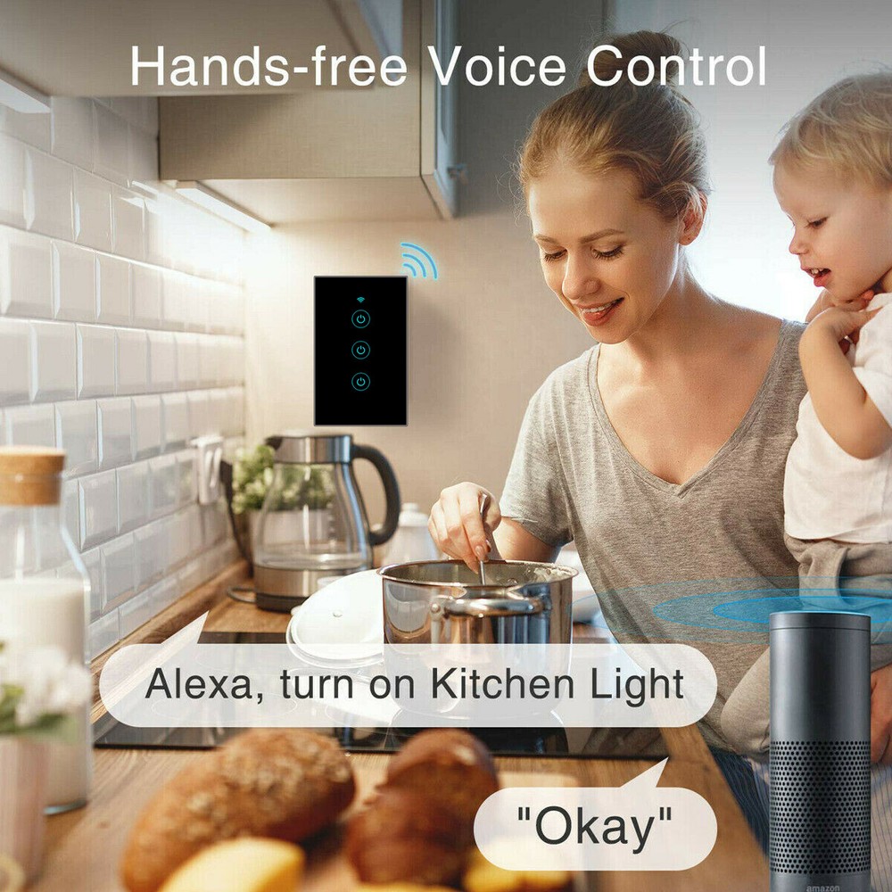 1/2/3 WiFi Smart Wall Touch Light Switch Glass Panel For Alexa/Google APP Life