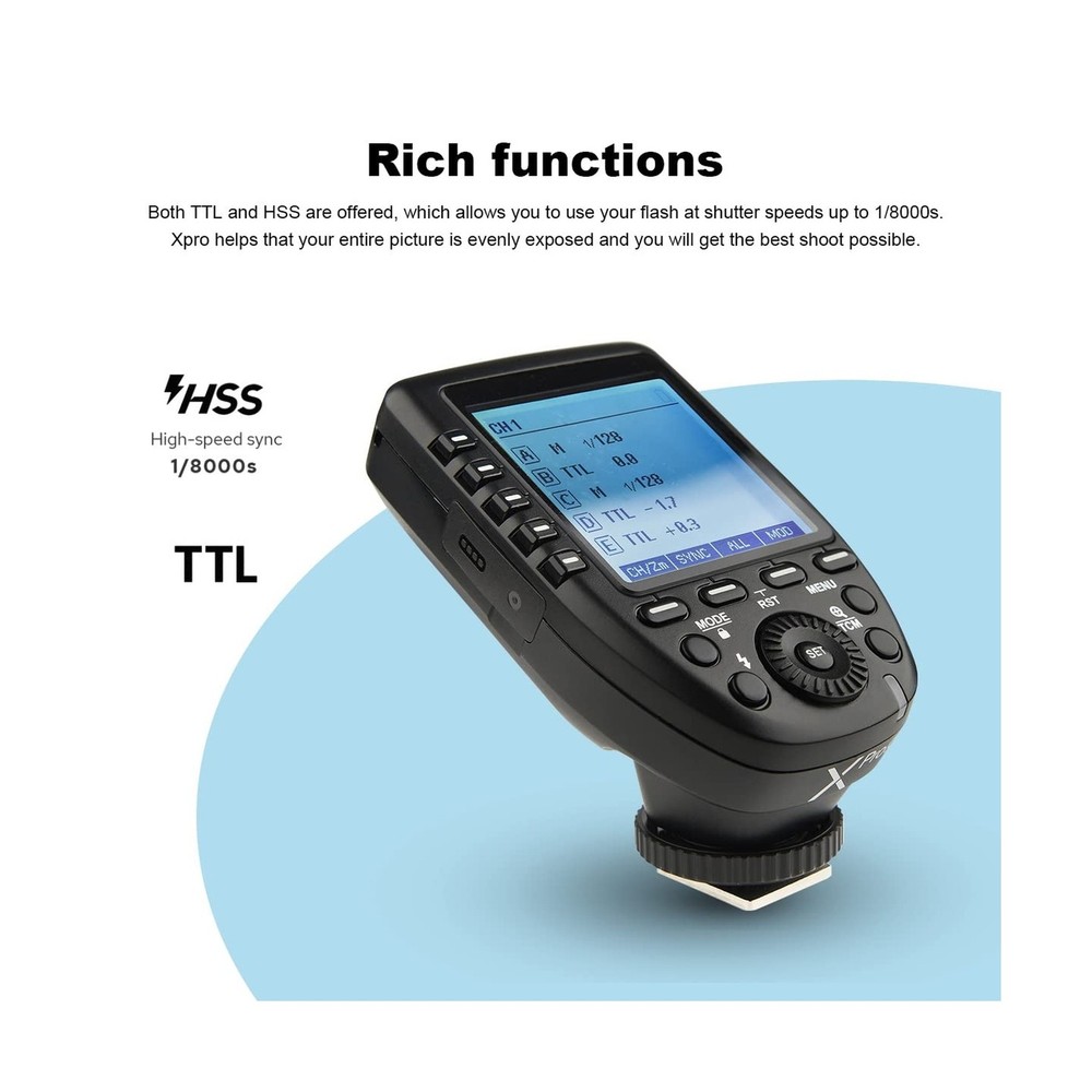 Godox XPro-C E-TTL 2.4G High-Speed Sync Wireless Flash Trigger Transmitter Co...