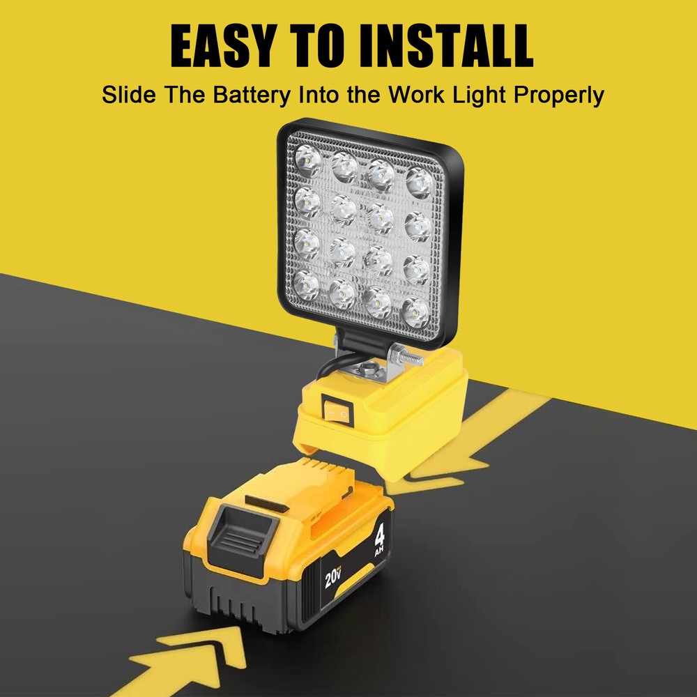 2 Pack 60W 20V LED Work Light Flashlight for De walt 20V Battery with USB Output