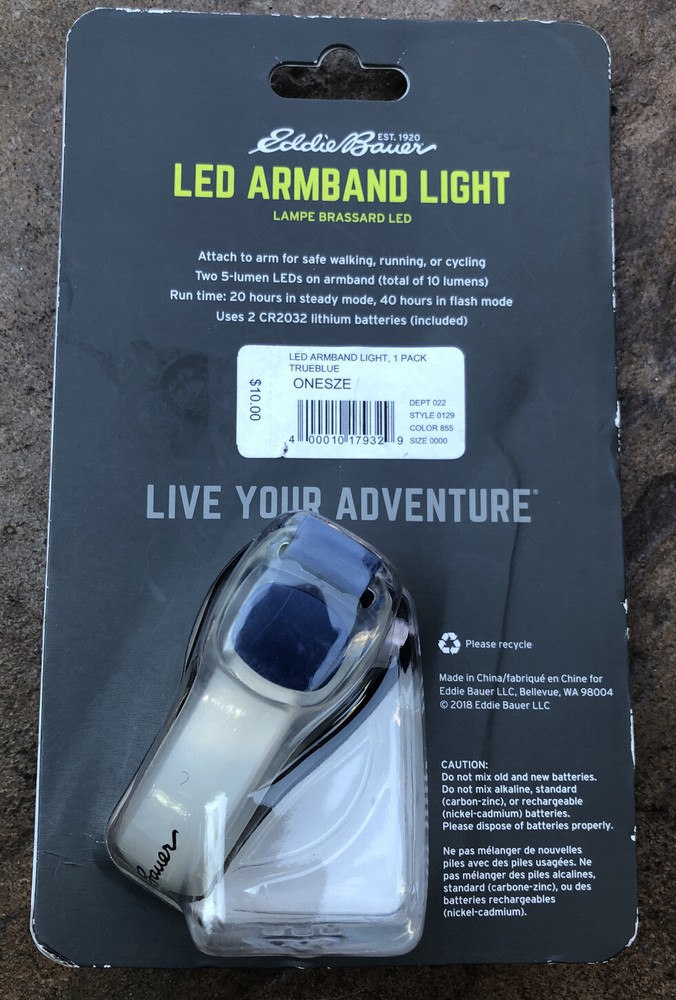 Eddie Bauer LED Armband Light 1-Pack True Blue One Size Adjustable NEW