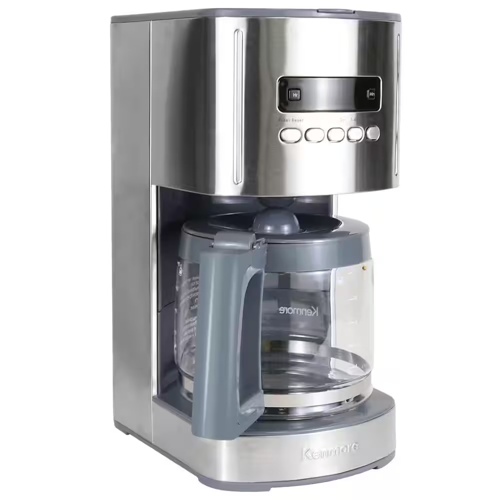Programmable 12 Cup Silver/Stainless Steel Drip Coffee Maker with Aroma Control