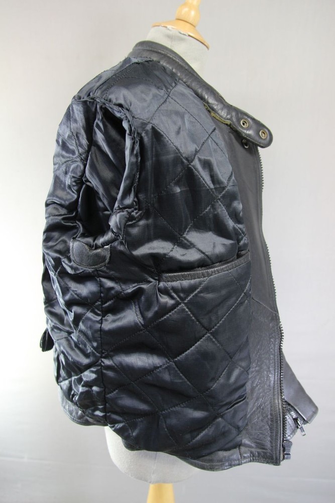 AKITO MERCURY PLUS CLASSIC BLACK LEATHER BIKER JACKET WITH BACK PROTECTOR 36-38"