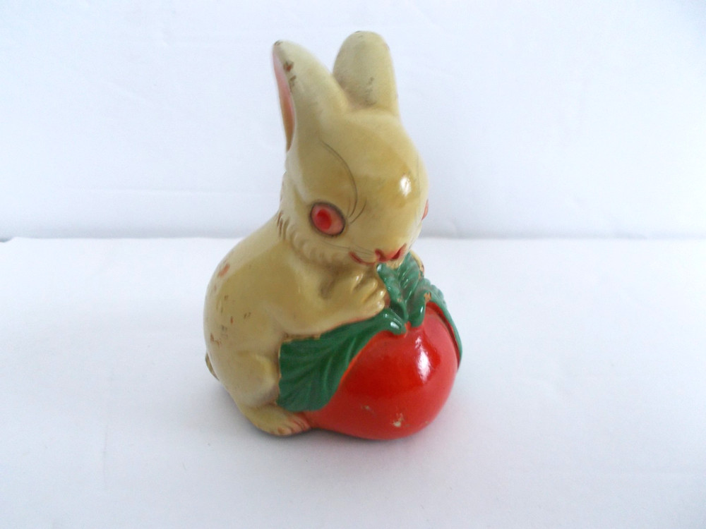 RABBIT pencil sharpener - composite bunny & red vegetable radish?