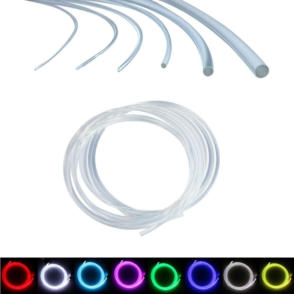 16.4ft PMMA Side Glow Fiber Optic Cable - Flexible Transparent Light Solution