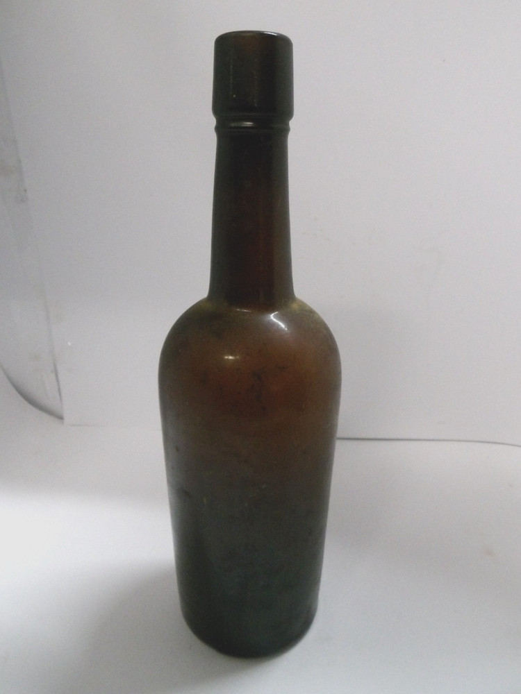 Vintage Unmarked Amber Wine Bottle
