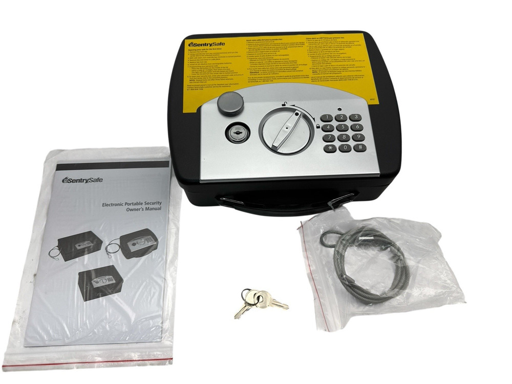 SentrySafe Small Digital Lock Box P008E Portable Security Tethering Cable Handle