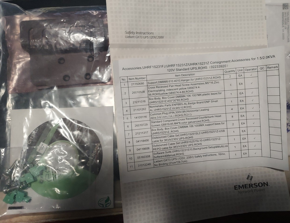 Liebert/Vertive/Emerson GXT3 rack mount ears and accessories