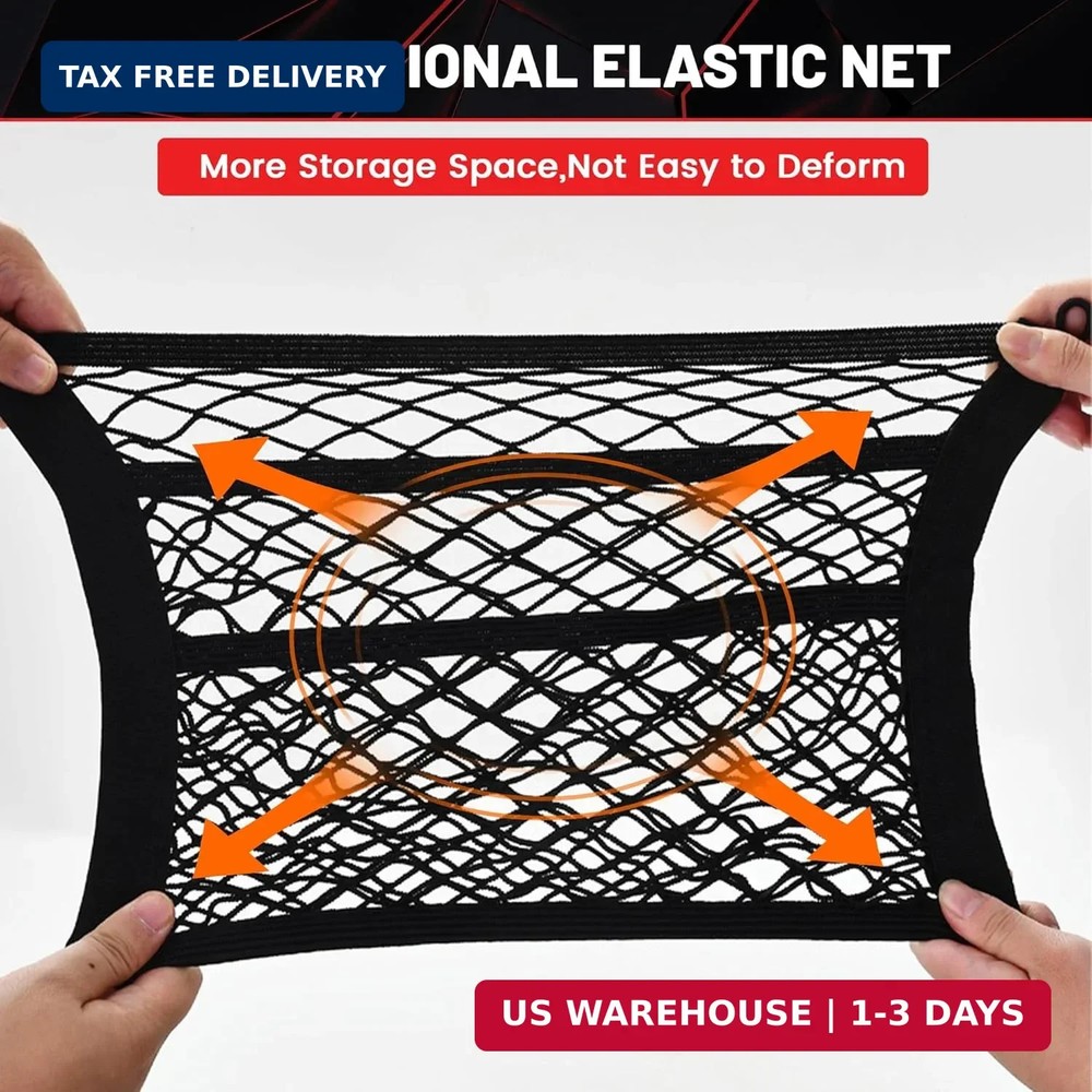 3 Layer Small Cargo Net 17.7" x 9.8" Elastic Stretchable Bungee Nets St