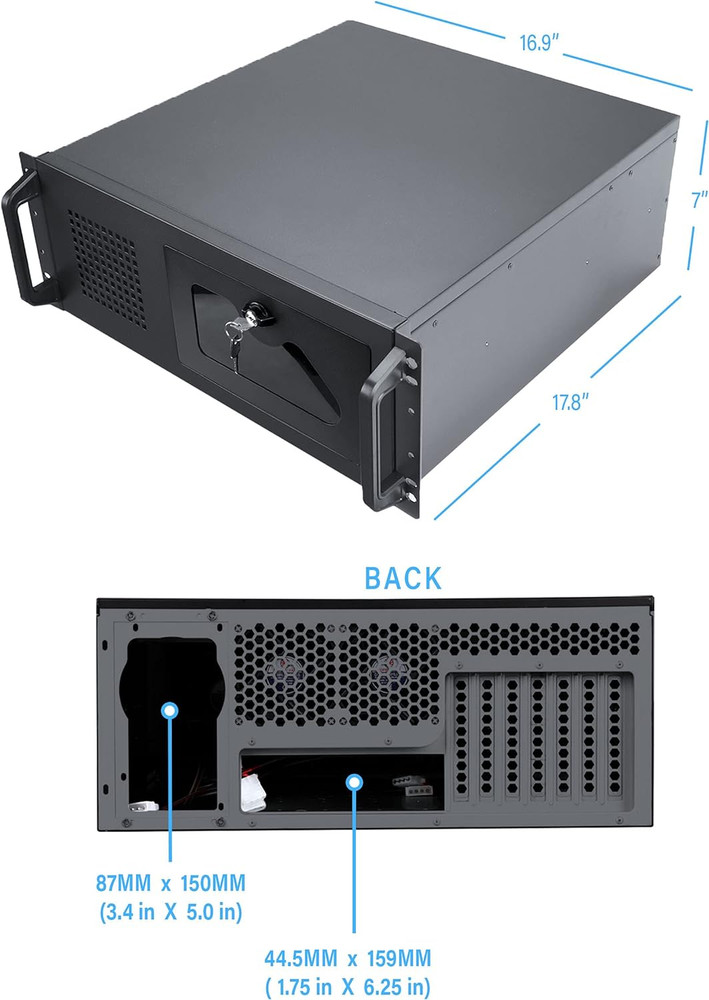 4U Server Chassis Rackmount Case | 7 3.5" Bays, 2 5.25" Devices| ATX, CEB Compat