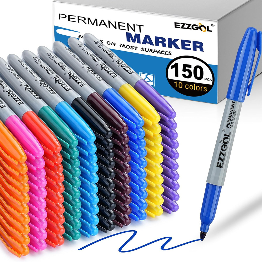 Permanent Markers Bulk, 150 Pack, 10 Assorted Colors,Multicolor Fine Tip Marker,