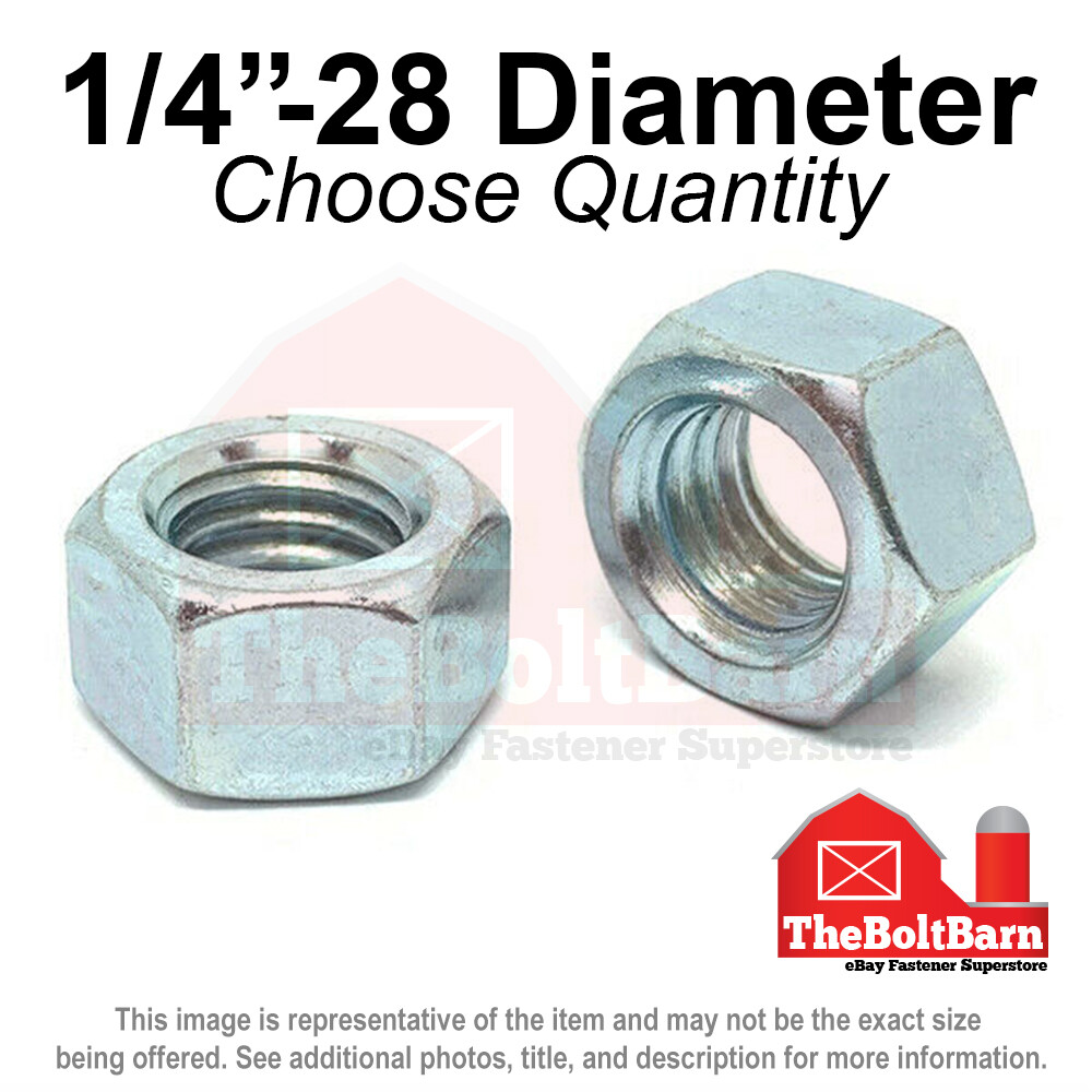 1/4"-28 Grade 5 Finished Hex Nuts Zinc Plated FINE Thread (Pick Quantity)