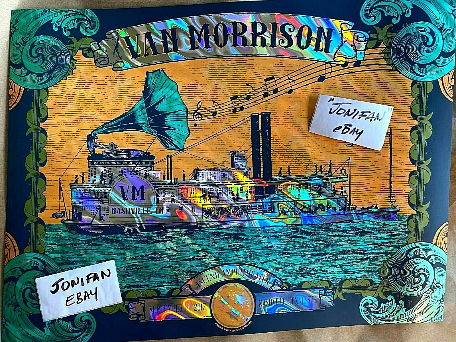 VAN MORRISON NASHVILLE 2017 LAVA FOIL PRINT POSTER AE SIGNED S/N #/35 IN STOCK!