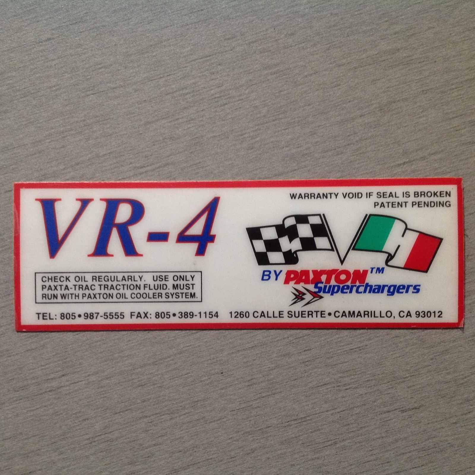 Paxton Supercharger VR-4 Blower Decal Drag Race Mustang  Studebaker McCulloch