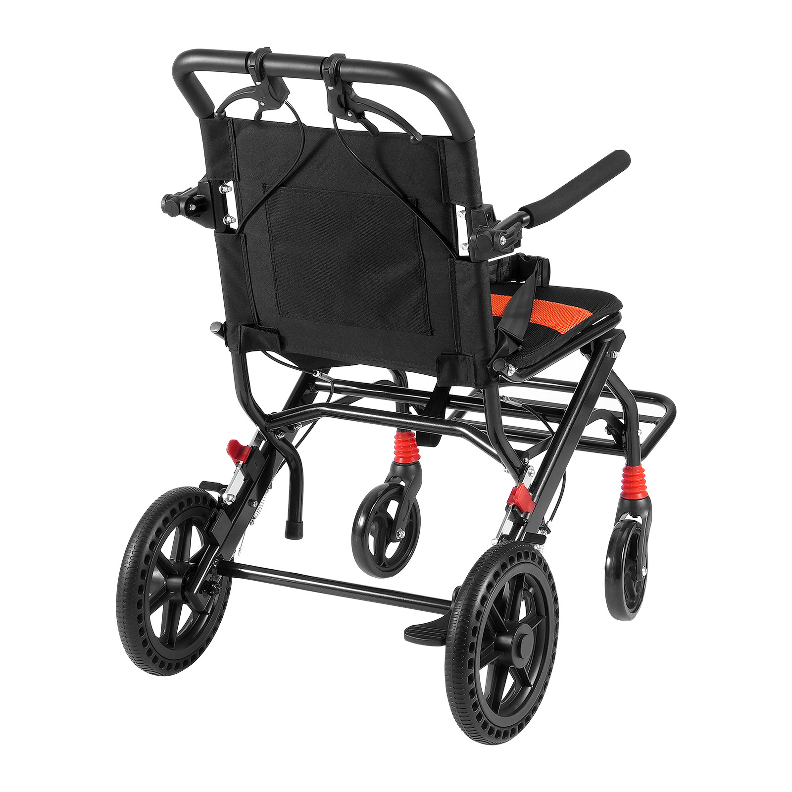 VEVOR Wheelchair Aluminum Alloy Transport Chair Foldable 18-In W Seat 220lbs