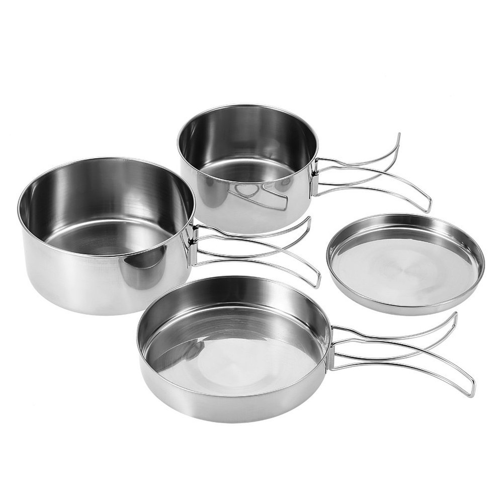Camping Cookware Mess Kit, Backpacking Cooking Set Lightweight Stackable Pots...