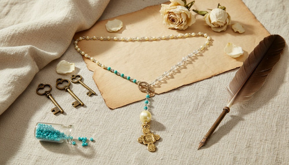 Pearl Beaded with Gold Accent Necklace