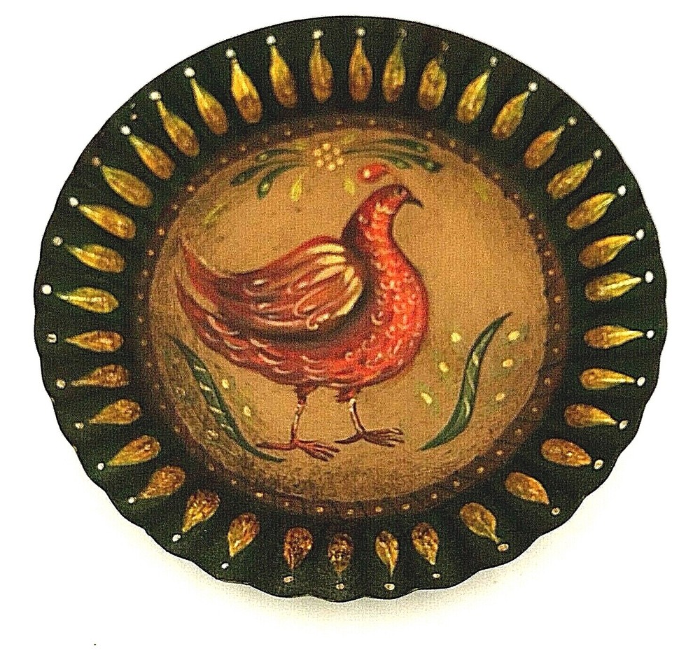 Judith Keys Handpainted Vintage Small Pie Tin   6" Round