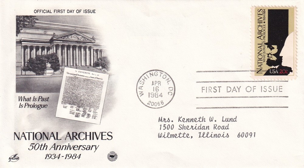 STAMP SCOTT 2081 "Lincoln & Washington" 20 CENT 1984 FDC - E