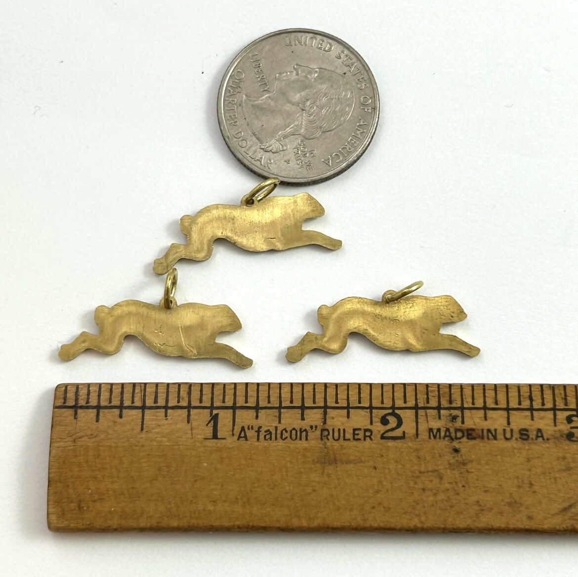 Vintage Rabbit Charm Lot Running Rabbit Necklace Pendant Brass Jewelry- As Is