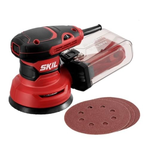 5" Random Orbital Sander with Cyclonic Dust Box & 3 Sanding Sheets - Multi-Color