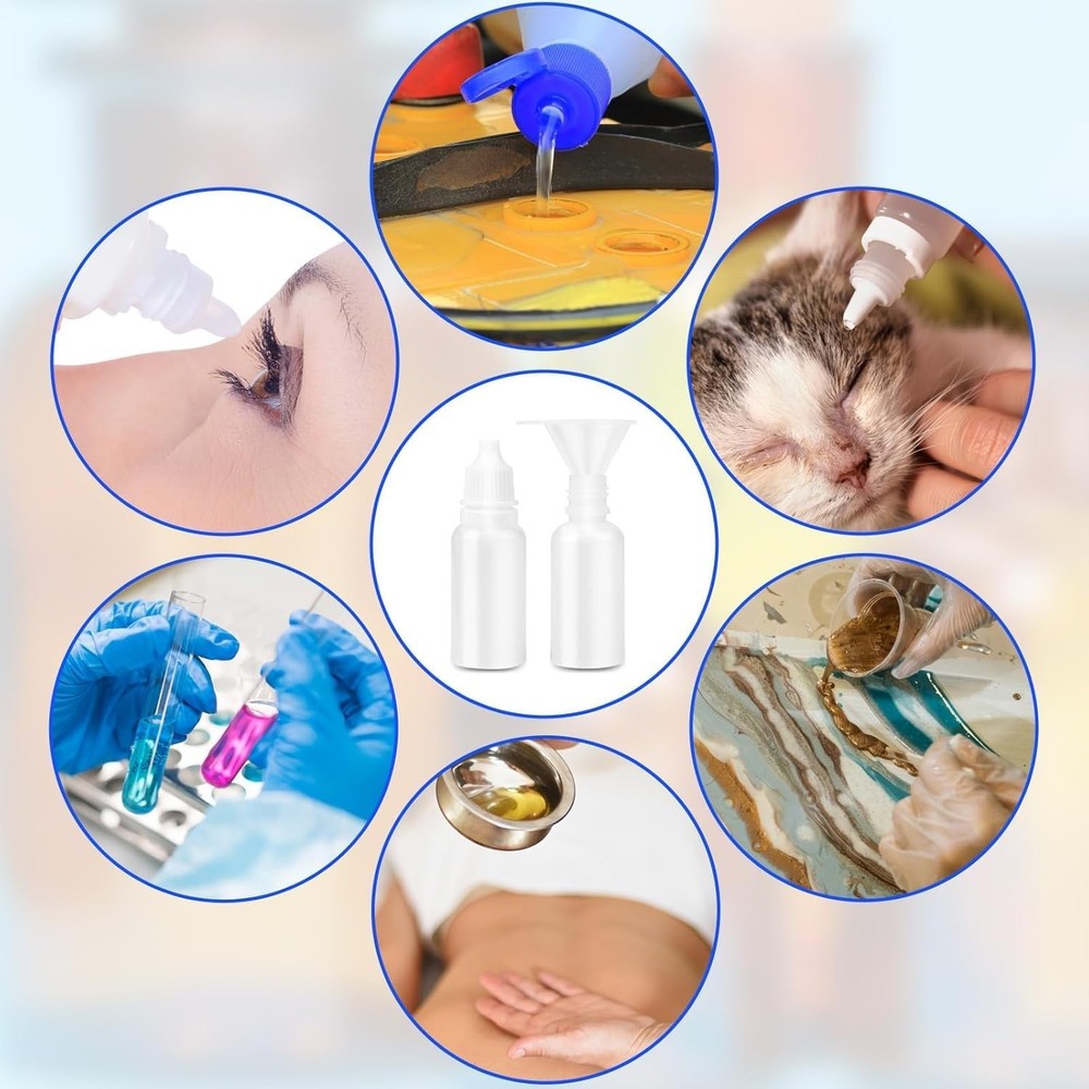 5 PCS (4 Bottles + 1 Funnel) 15ml (0.5oz) Small Plastic Dropper -...