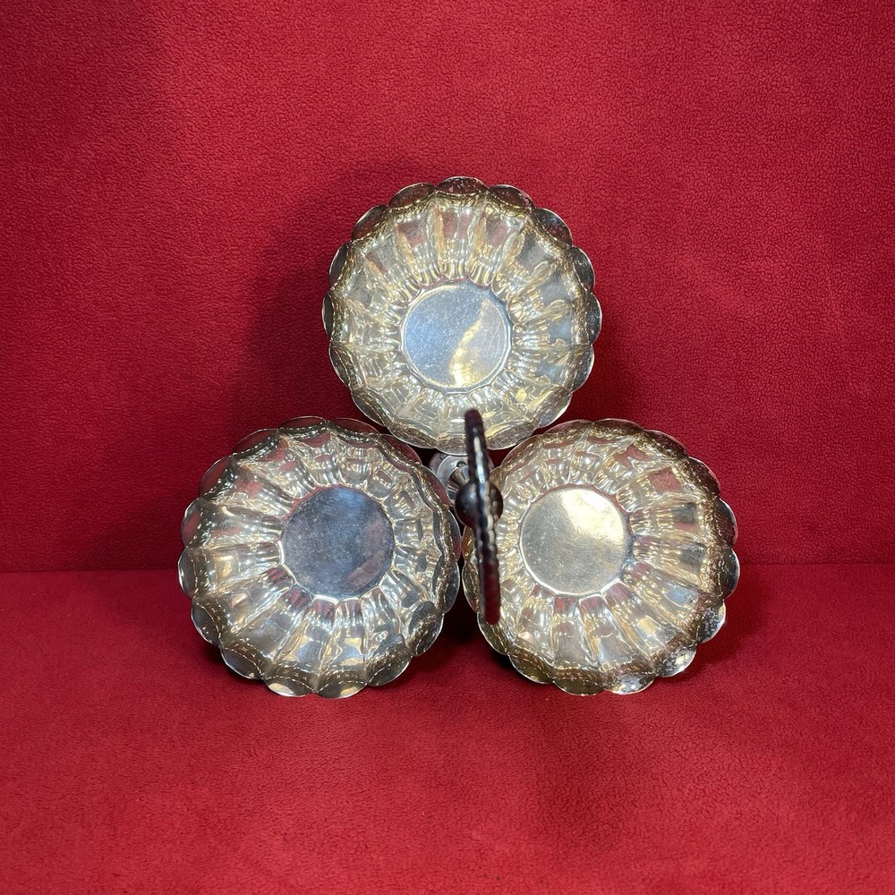 Vintage El de Uberti Italian Silver Plated 3 Section Serving Bowl With Handle