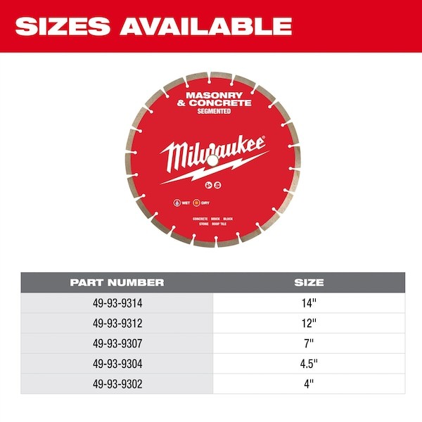 Milwaukee Tool 49-93-9304 4-1/2" Segmented Masonry & Concrete Diamond Blade