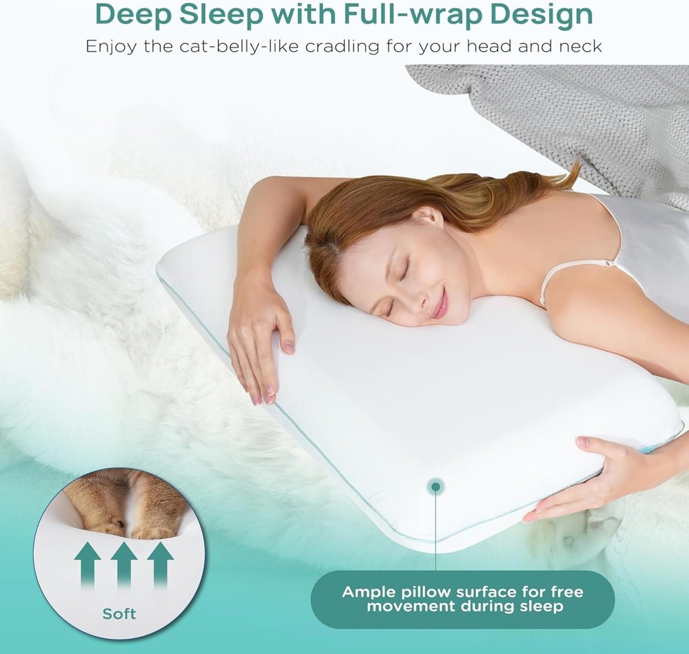 Cooling Soft Memory Foam & Cervical Neck Pillow with Height Adjustable-Ergonomic