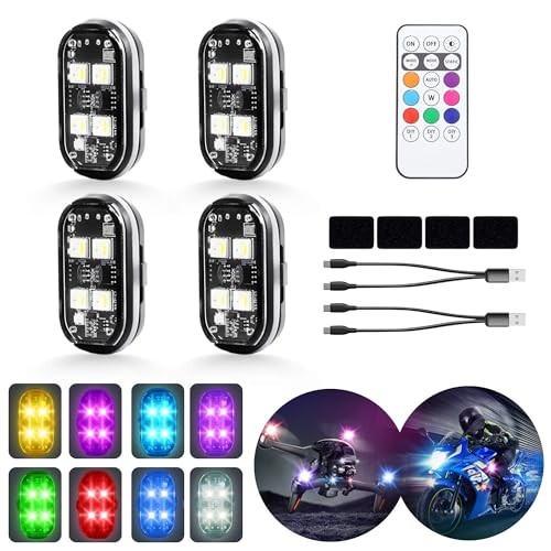 4-LED Cordless LED Strobe Lights with Remote Control High Brightness 4PCS