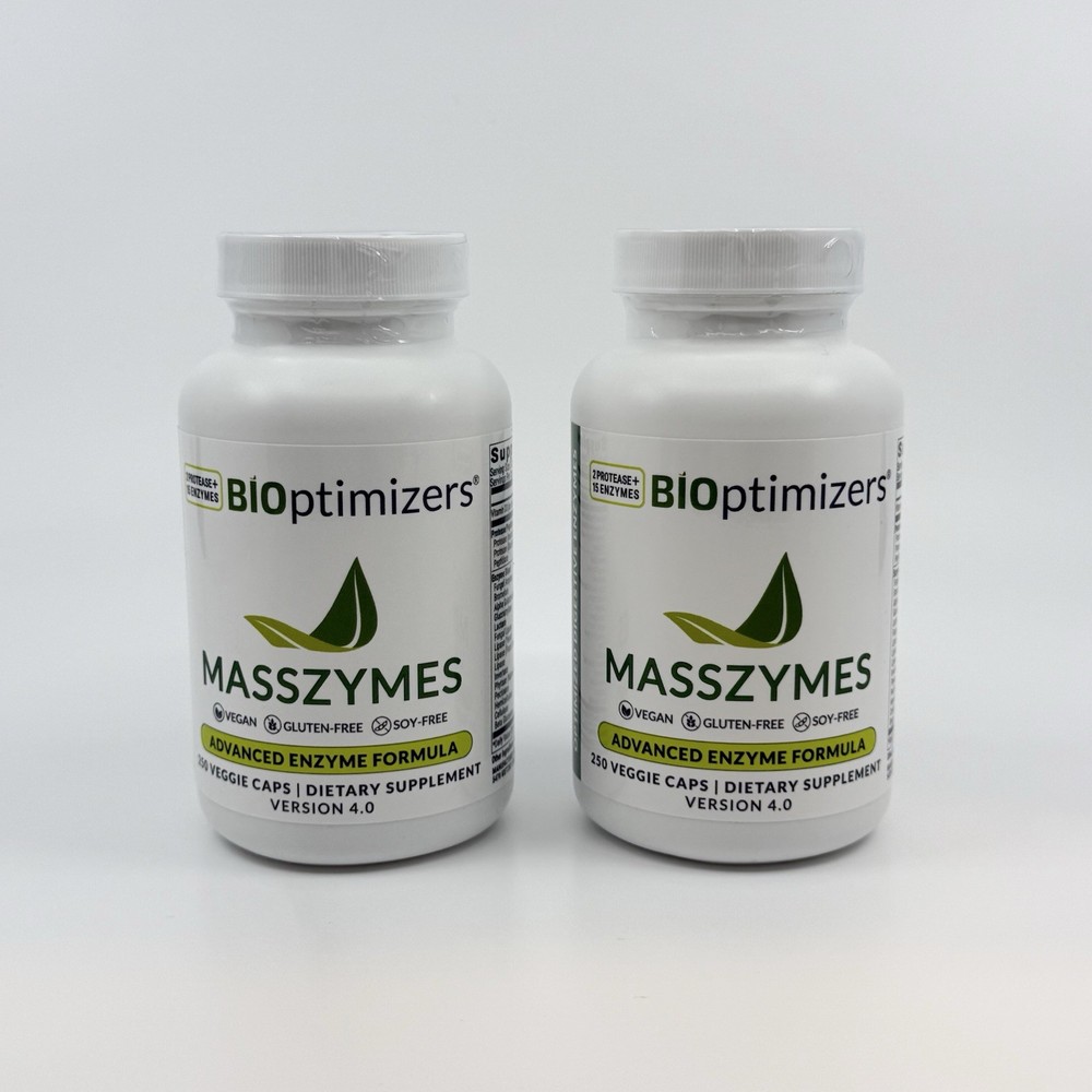 2 PACK Bioptimizers Masszymes 250 Caps Advanced Proteolytic Enzyme 4.0 Version