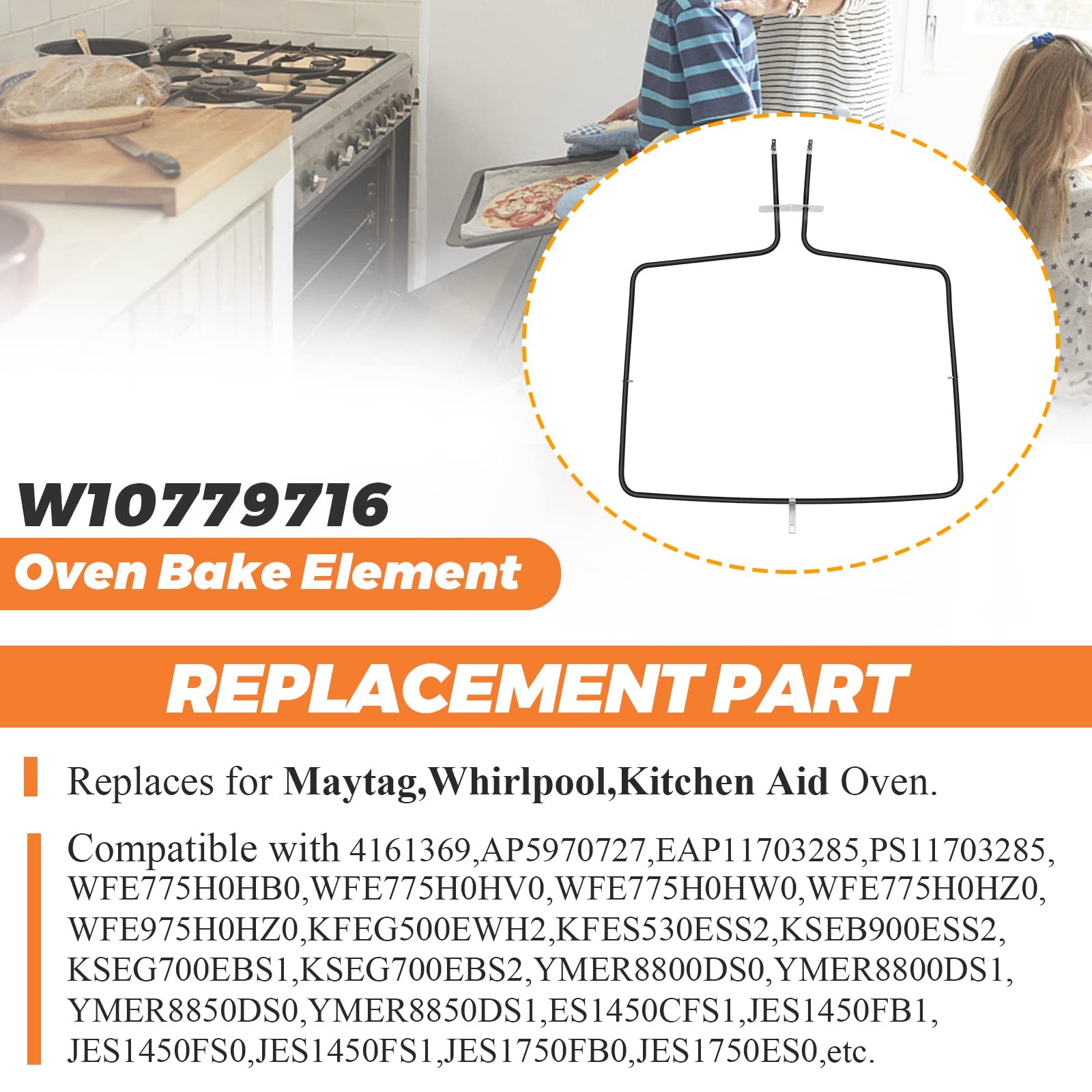 Beaquicy W10779716 Oven Bake Element - Replacement for Whirlpool Kitchen-Aid ...