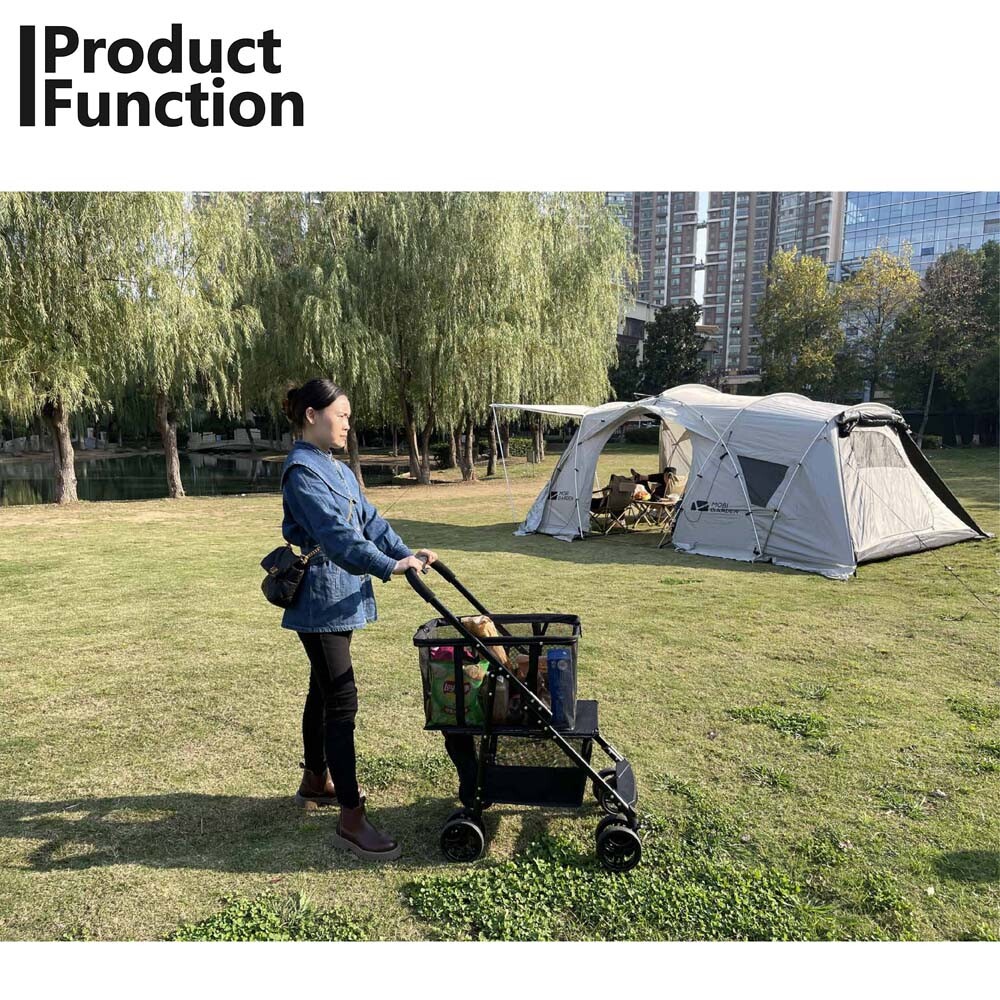 Collapsible Shopping Cart Utility Trolley Cart with Removable Tote&Swivel Wheels