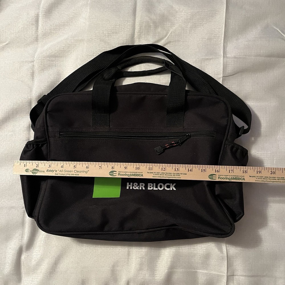 H&R Block Logo Computer Travel Shoulder Bag Document /Briefcase Side Pockets