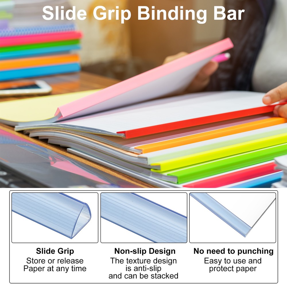 20Pcs 13x15mm Binding Bars, 120 Sheets Capacity, Transparent Blue