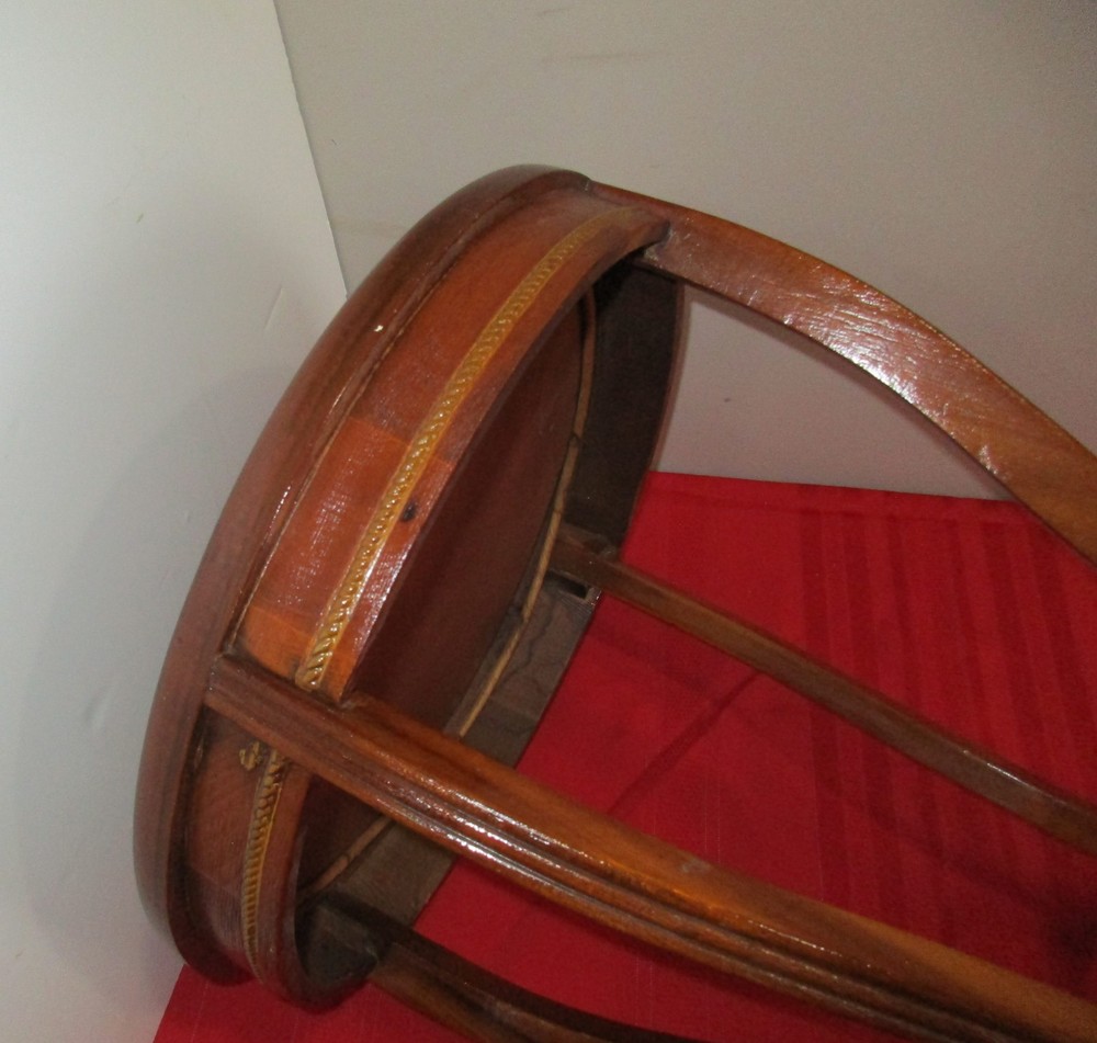 Mid Century Round Solid Wood / Glass End Table / Side Table