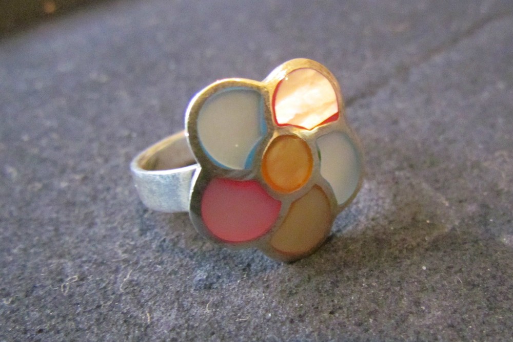 Ring Silver 925 Rodinated Permuth 55 Size 17.5mm