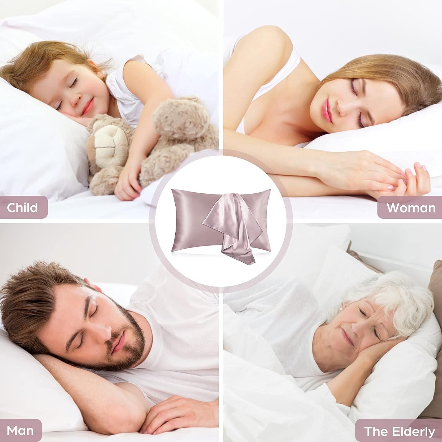 100% Mulberry Silk Pillowcase 25 Momme - Hair & Skin Friendly, Hidden Zipper New