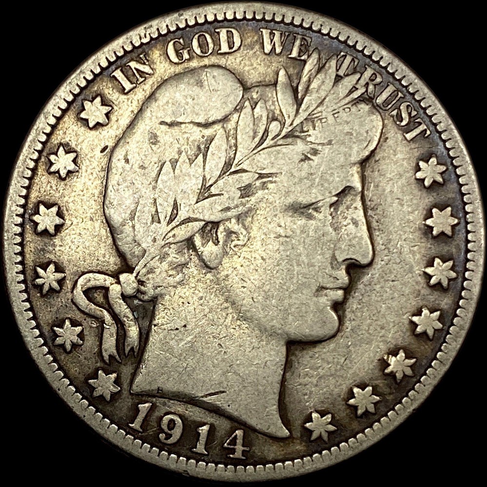 1914 S Barber Silver Half Dollar Key Date full LIBERTY