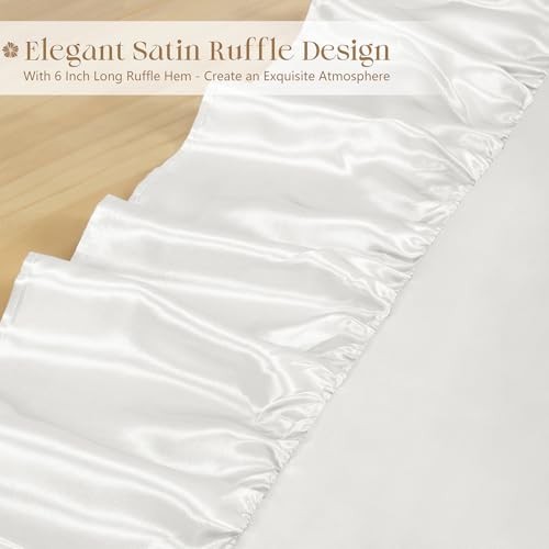 Satin Ruffle Edge Tablecloth - Satin Table 60" x 102" (Rectangular) White