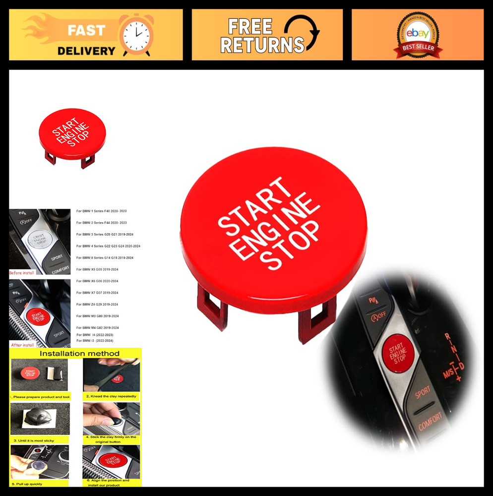 Red Car Start Engine Stop Ignition Button Replacement for BMW 1 2 3 4 8 X5 X6 X7