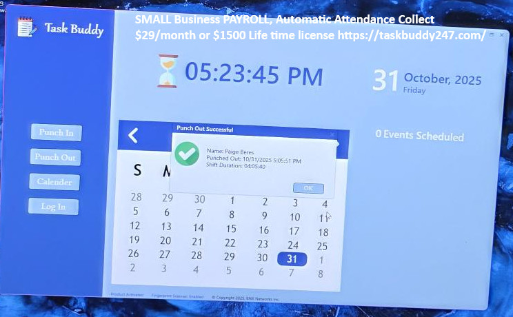 Attendance Time Clock - PIN control  (Software)