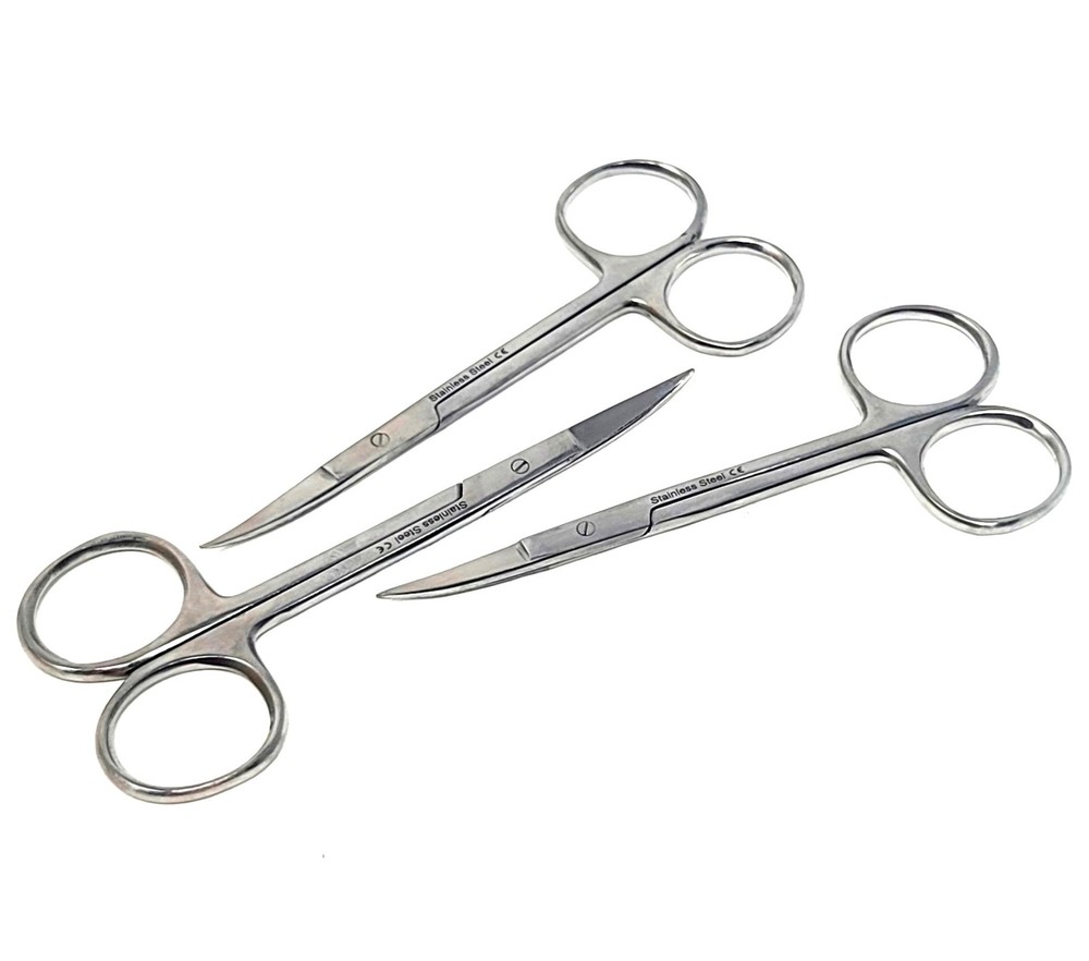 3x IRIS Scissors Curved 4.5" Dental Veterinary Surgical Instruments