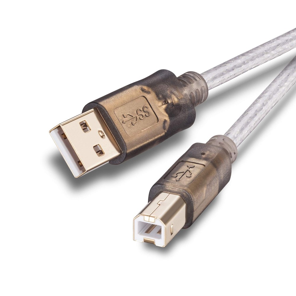 Printer Cable 20Ft,2.0 Scanner ['20 Ft/6M'], Translucent silver