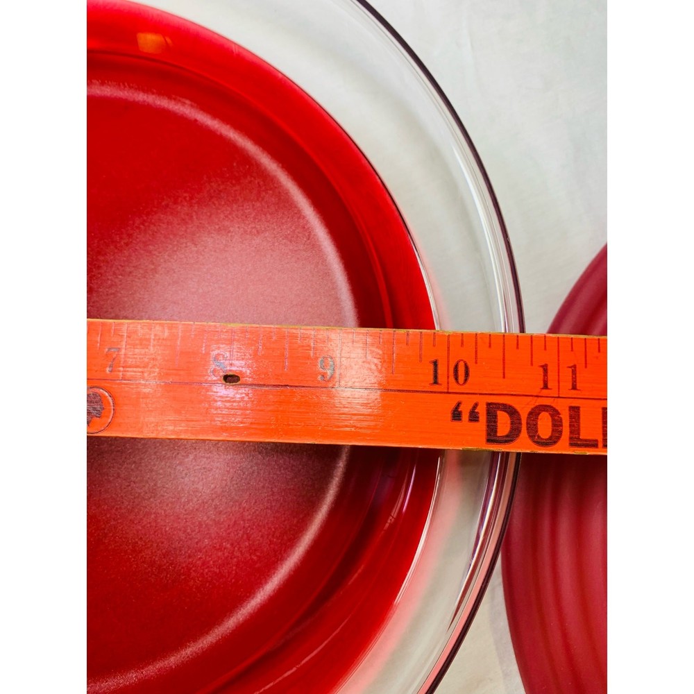Tupperware Sheerly Elegant Red Round Platter Ruby Seal Clear 10" Serving Plate