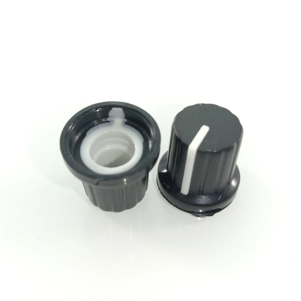 10pcs 6mm Diameter Shaft Hole Plastic Threaded Knurled Potentiometer Knobs Caps