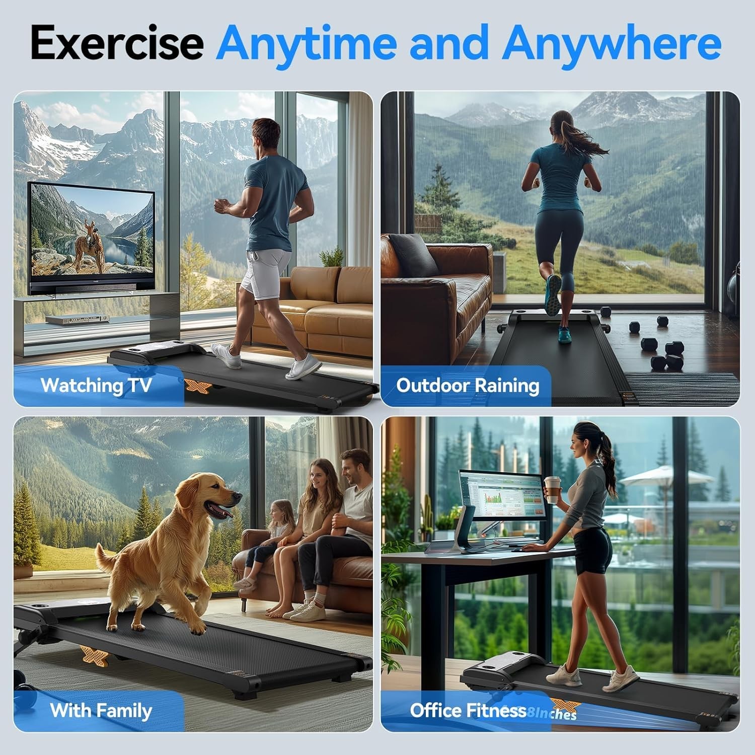 Walking Pad with Incline 2.5HP: 3-in-1 Under Desk Treadmill for Home Office