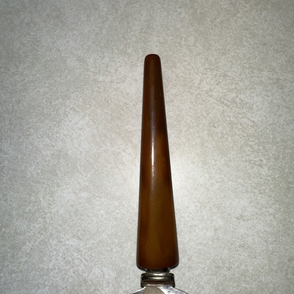 VINTAGE TORTOISE SHELL BAKELITE HANDLE PIE & CAKE SLICER & SERVER 10.75" long